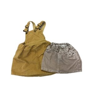 🆕 3T Corduroy Overalls and Skirt Set - Yellow and Beige Zara